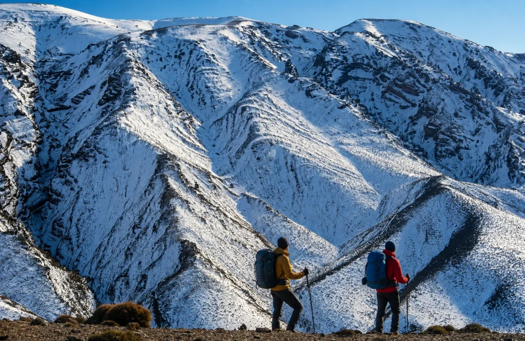 Paisaje de montaña durante el trekking al monte M’Goun en el Alto Atlas de Marruecos