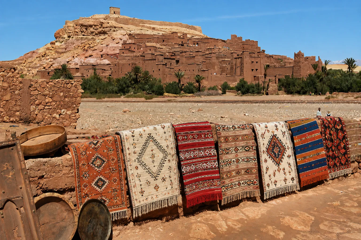 Traditional carpets in Ait Ben Haddou, Morocco